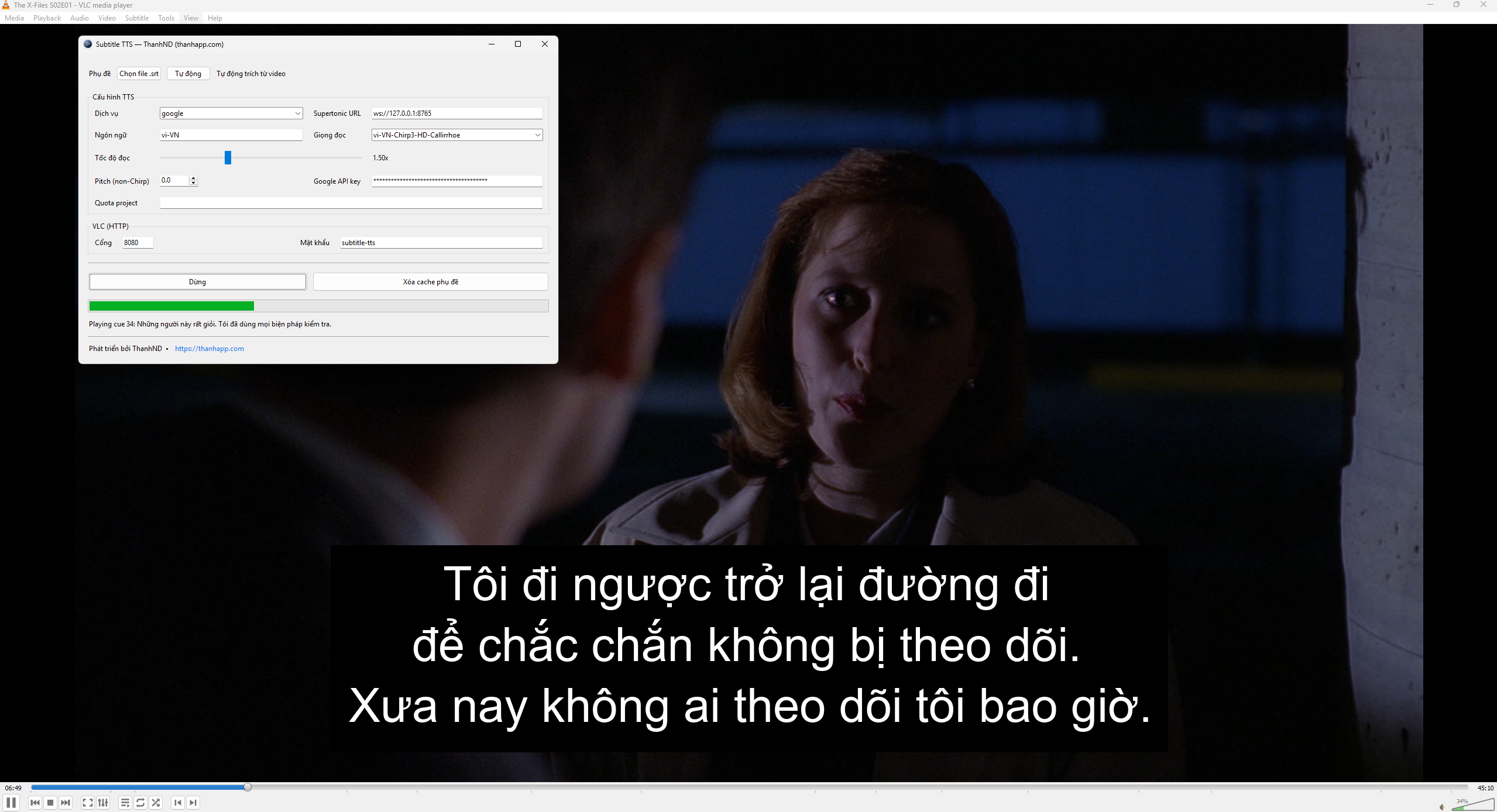SubMate running alongside VLC